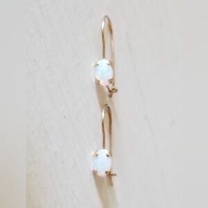 10K Gold Opal Leverback Earrings